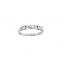 Demi alliance Or blanc 750/1000 sertie de 7 diamants 0,21 ct