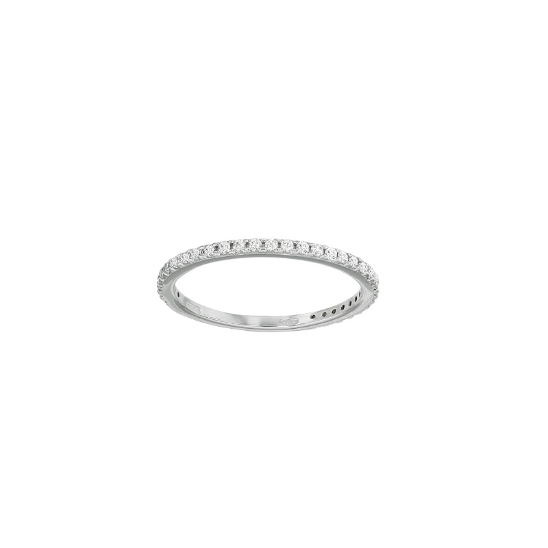 Demi-alliance Or blanc 750/1000 avec oxydes de zirconium