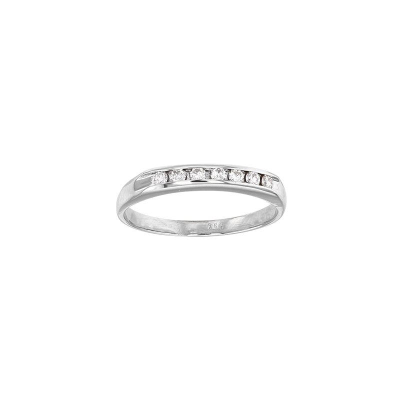 Demi alliance Or blanc 750/1000 sertie de 7 diamants 0,21 ct