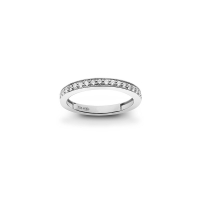 Demi-alliance ornée de 11 diamants synthétiques 0,25ct GVS, serti rail et Or blanc 750/1000
