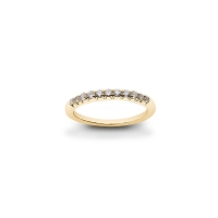 Demi-alliance ornée de 11 diamants synthétiques 0,25ct GVS, serti rail et Or jaune 750/1000