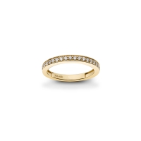 Demi-alliance ornée de 11 diamants synthétiques 0,25ct GVS, serti rail et Or jaune 750/1000
