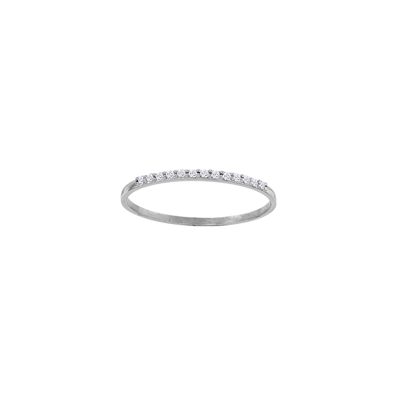 Demi-alliance ornée de 13 diamants 0,09ct GVS, Or blanc 750/1000