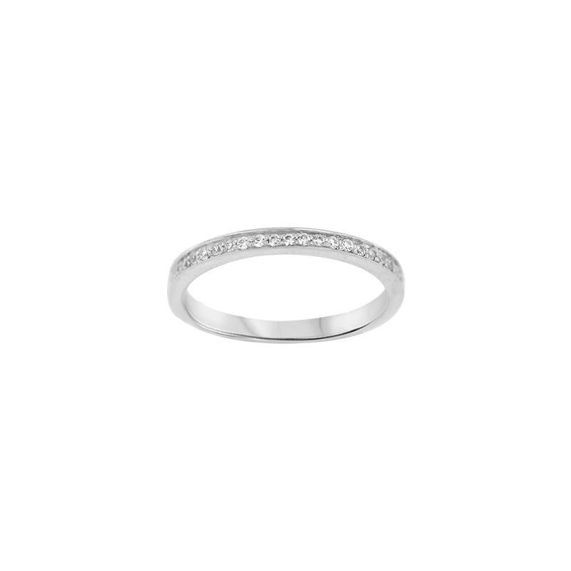 Demi-alliance serti rail 21 diamant HSI 0,12ct, Or 750/1000