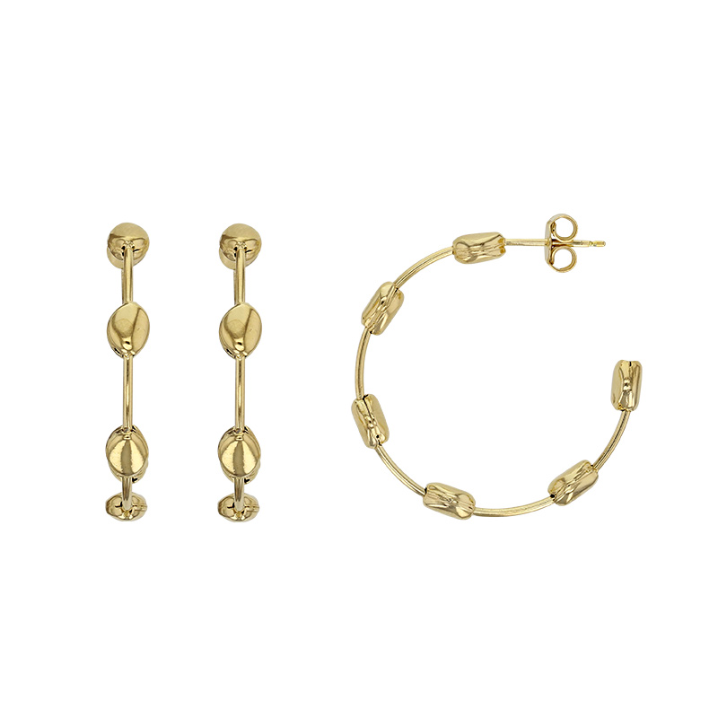 Demi-créoles forme cailloux, argent 925/1000 doré