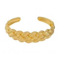 Demi-jonc tressé, aspect pailleté, argent 925/1000 doré