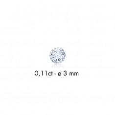 Diamant synthétique taille ronde 0,11ct G+ VS, diam. 3mm