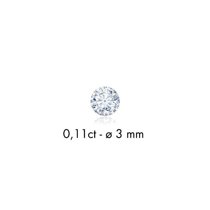 Diamant synthétique taille ronde 0,11ct F+ VS, diam. 3mm