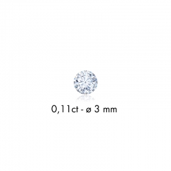 Diamant synthétique taille ronde 0,11ct F+ VS, diam. 3mm