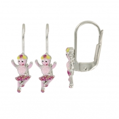 Dormeuses argent rhodié danseuse à paillettes