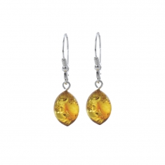Dormeuses en argent 925/1000 et ambre couleur miel
