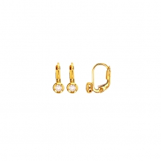 Dormeuses Or 375/1000 orné d'un oxyde de zirconium serti clos 3mm
