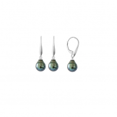 Dormeuses perles de Tahiti cerclées baroques de culture, argent 925/1000 rhodié