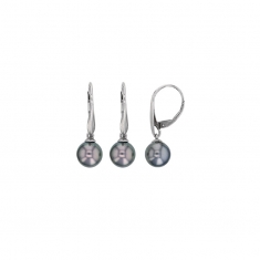 Dormeuses perles de Tahiti rondes de culture en argent 925/1000 rhodié