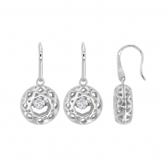 Fils d'oreilles Argent 925/1000 rhodié - Dancing Stone forme rond graphique avec Oxydes de zirconium