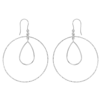 Fils d'oreilles argent rhodié 925/1000 - 2 cercles dont 1 aspect diamanté