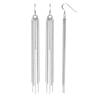 Fils d'oreilles cercle avec chaînes maille gourmette, argent 925/1000 rhodié