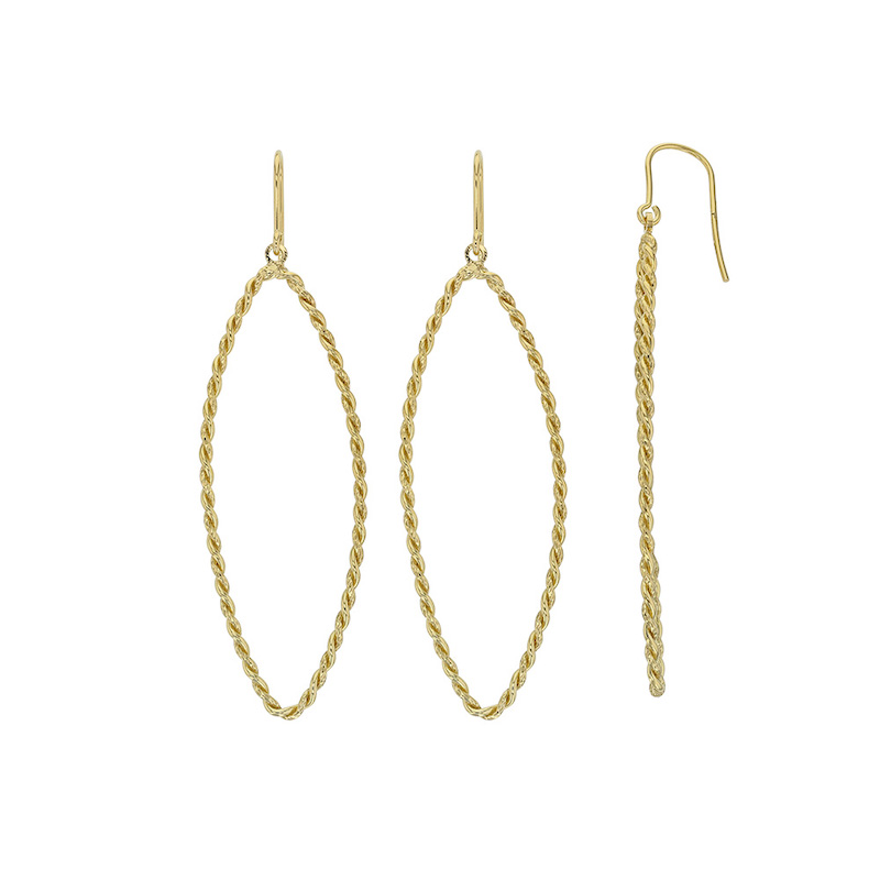 Fils d'oreilles collection URBAN ovales torsadées grand modèle en argent 925/1000 doré
