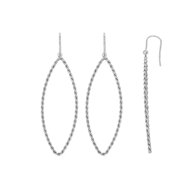 Fils d'oreilles collection URBAN ovales torsadées grand modèle en argent 925/1000 rhodié