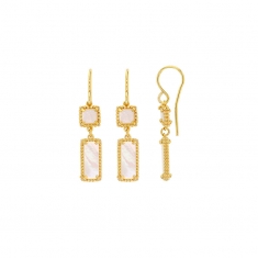 Fils d'oreilles en argent 925/1000 doré avec rectangle en nacre