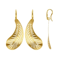 Fils d'oreilles feuille, argent 925/1000 doré