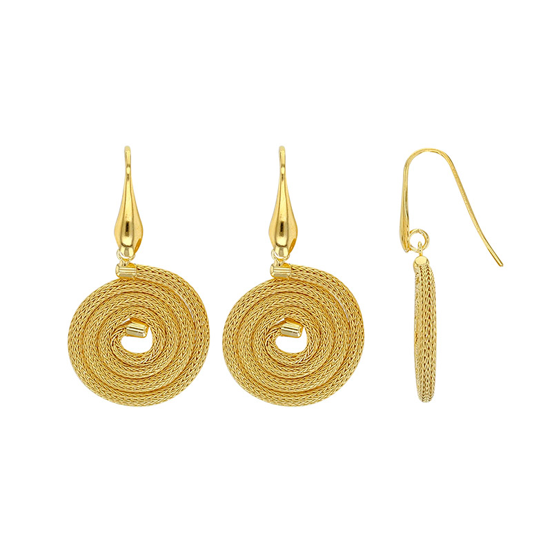 Fils d'oreilles forme ronde en argent 925/1000 doré