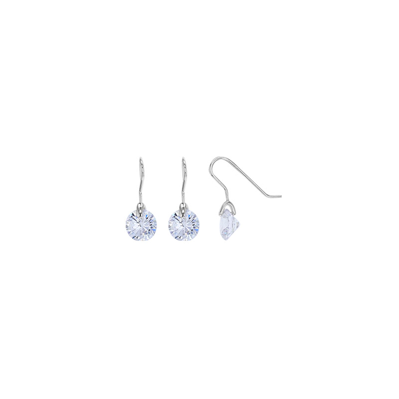 Fils d'oreilles ornés d'un oxyde, argent 925/1000 rhodié