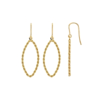 Fils d'oreilles ovales torsadées petit modèle en argent 925/1000 doré collection URBAN
