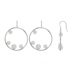 Fils d'oreilles SOLAIRE cercle en argent 925/1000 rhodié avec perles synthétiques