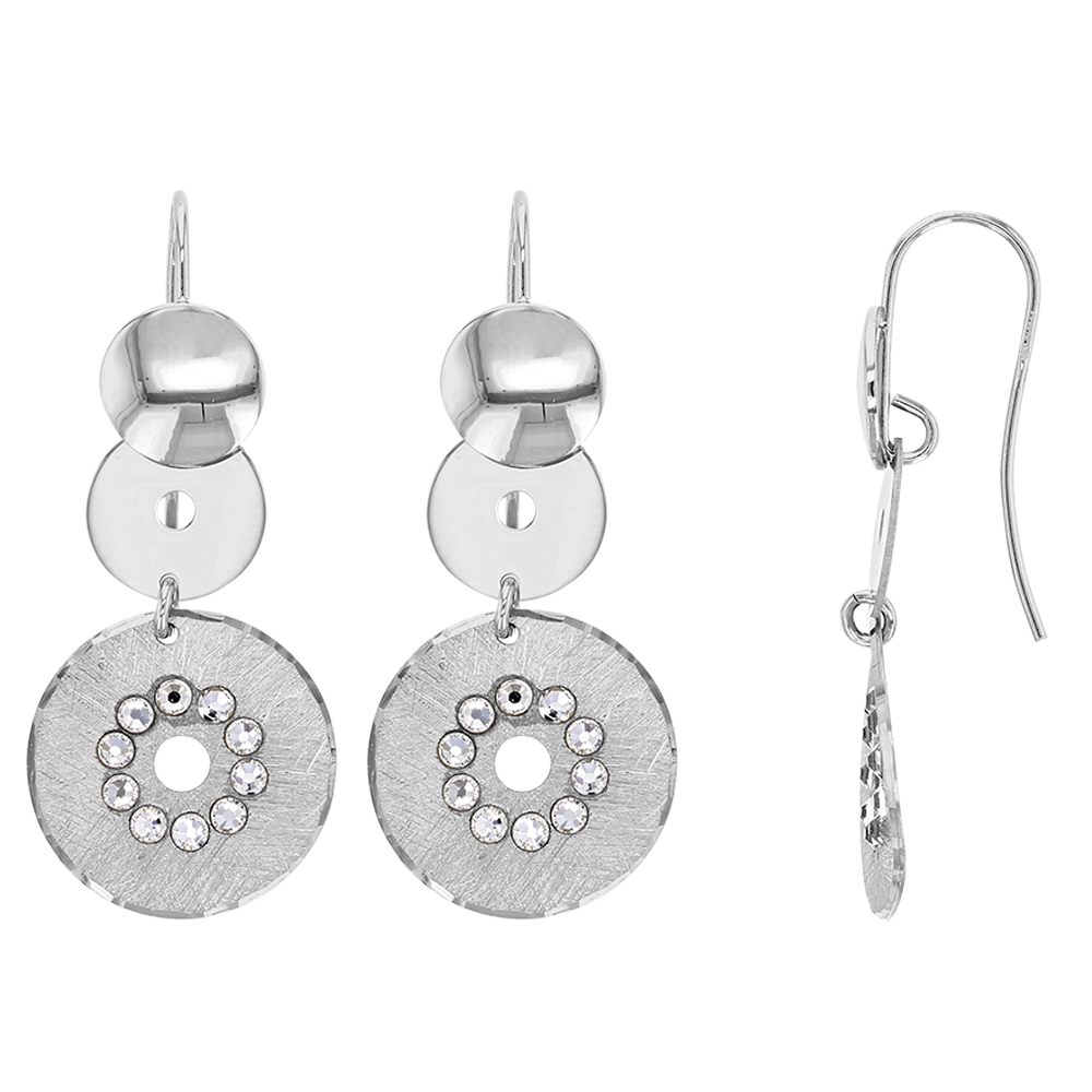 Fils d'oreilles SOLAIRE en argent 925/1000 rhodié - ronds avec oxydes de zirconium
