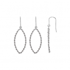 Fils d'oreilles URBAN ovales torsadées petit modèle en argent 925/1000 rhodié