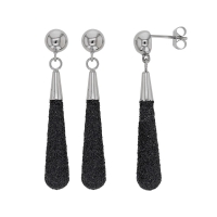 Boucles d'oreilles en acier pendantes avec des paillettes noires