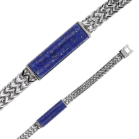 Bracelet Acier et plaque en Lapis Lazuli