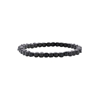 Bracelet élastique avec pierres Agate noire lisse