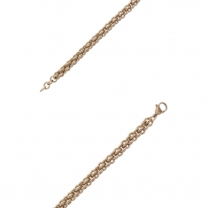 Bracelet en acier doré rose mailles fantaisie 18 + 2 cm