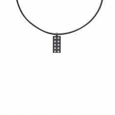 Collier avec pendentif acier et acier noir à motif rond en relief sur Cordon de bovin 50cm