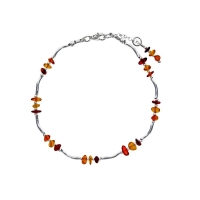 Bracelet formé de plusieurs trio d'ambre multicolore en Argent 925/1000