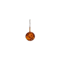 Pendentif pierre ronde en ambre cognac et argent 925/1000 rhodié