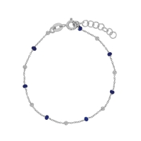 Bracelet boules émaillées bleu marine, argent 925/1000 rhodié