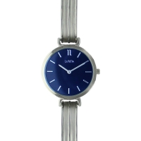 Montre Lutetia cadran bleu avec boîtier et bracelet en métal couleur argent mat et brillant