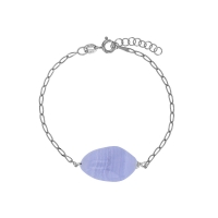 Bracelet Agate bleue, chaîne argent 925/1000 platiné