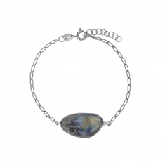 Bracelet Labradorite, chaîne argent 925/1000 platiné