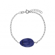 Bracelet Sodalite, chaîne argent 925/1000 platiné