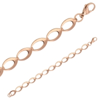 Bracelet en acier doré rose mailles Ovales ajourés 20cm