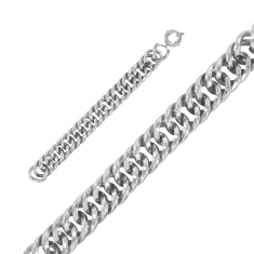 Bracelet entrelassé de mailles doubles ovales en acier, fermoir marin en acier 22cm