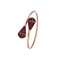 Bracelet flexible en acier doré-rose pailletes couleur prune