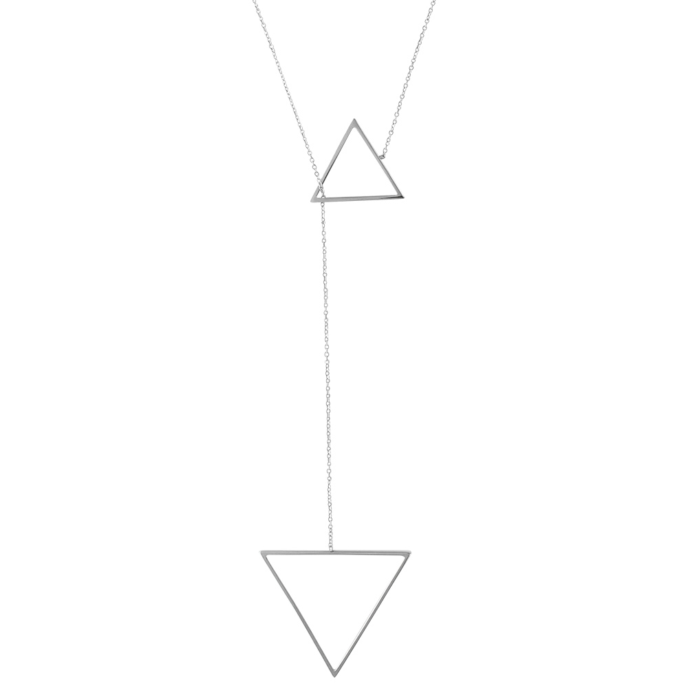 Collier Duo Triangle en acier, réglable par chaînette 51+5 cm