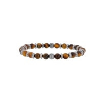 Bracelet élastique boules Labradorite, perles toupies et striées acier
