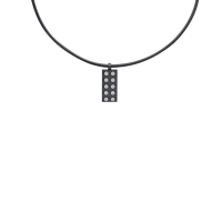 Collier avec pendentif acier et acier noir à motif rond en relief sur Cordon de bovin 50cm