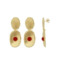 Boucles d'oreilles ANTIC en argent 925/1000 doré avec perle naturelle Cornaline